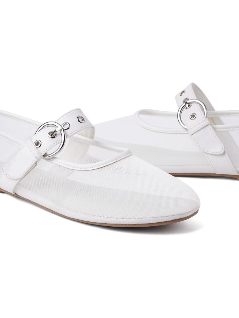 Women's Mesh Flats Ballet Flats Mary Jane Leopard White Mesh Flats